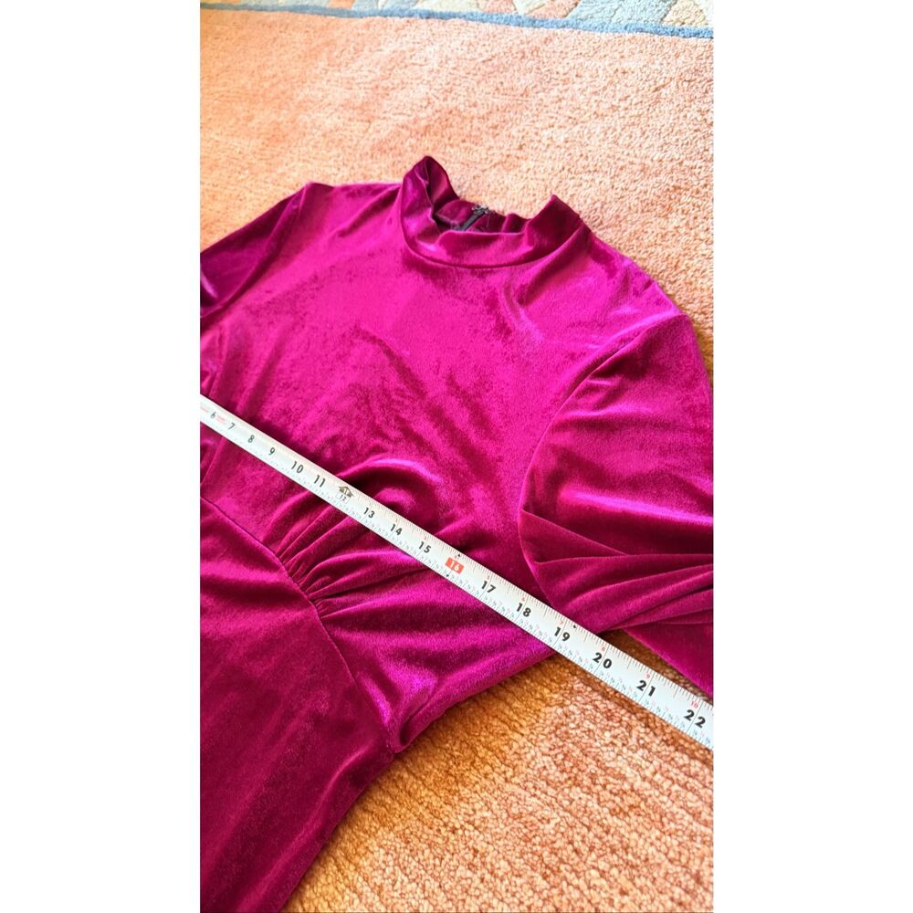 ASOS Velvet Lace Mini Dress Pink Black Long Sleeve Size 12 - Picture 4 of 11